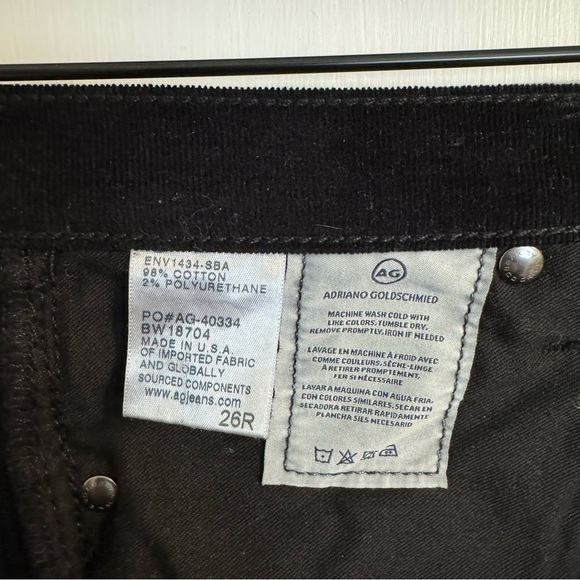 AG Prima CORDUROY CIGARETTE LEG Black Corduroy Size 26R - Picture 8 of 11